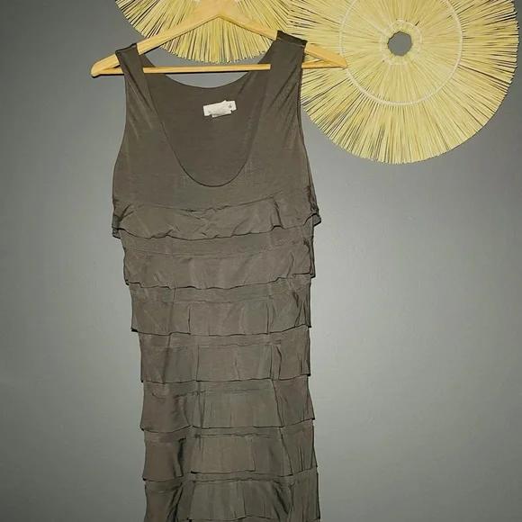 MIDI GREY RUFFLE DRESS - Picture 3 of 6